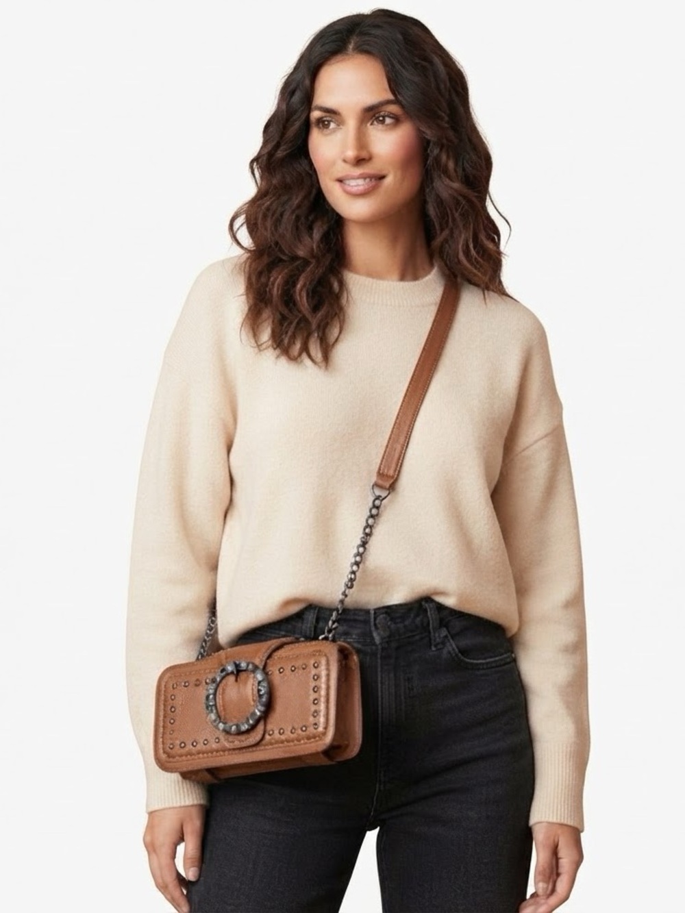 Auledio - Retro Round Rhinestone Shoulder Bag